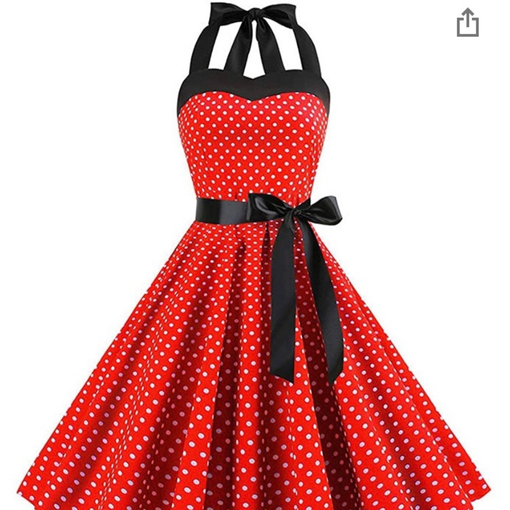 Final Sale - Sexy Retro Polka Dot Halter Dress